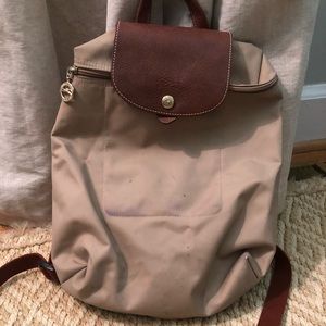 Longchamp Le Pliage Backpack. Neutral color